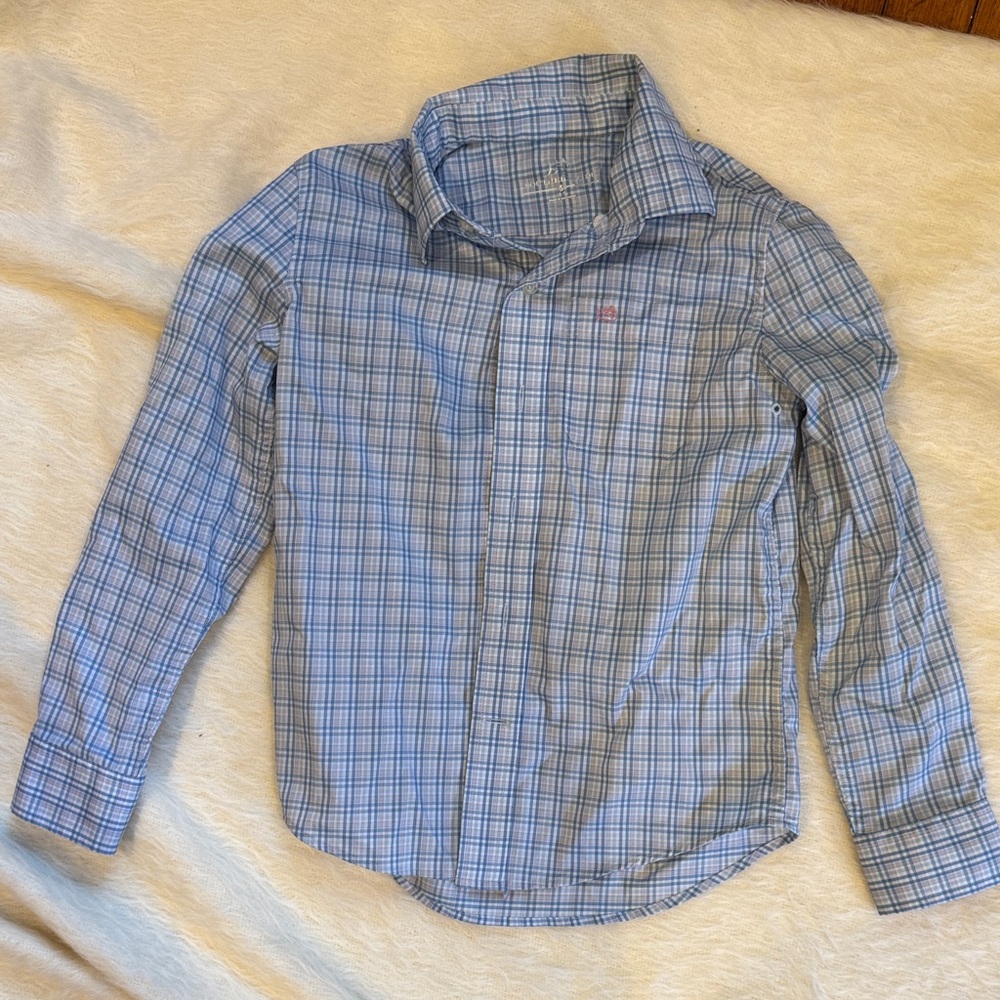 Southern Tide Kids Light Blue Checkered Button Down Shirt